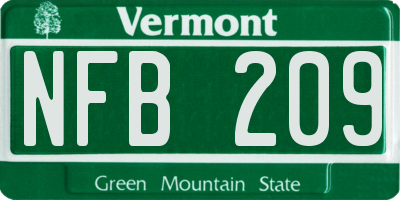 VT license plate NFB209