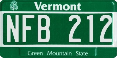 VT license plate NFB212
