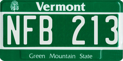 VT license plate NFB213