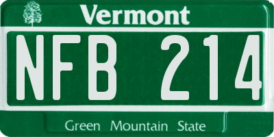 VT license plate NFB214