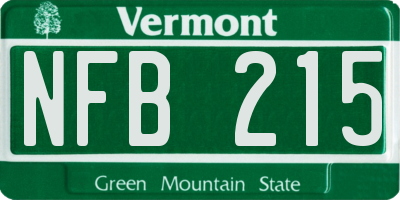 VT license plate NFB215
