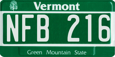 VT license plate NFB216