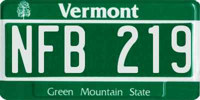 VT license plate NFB219