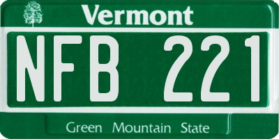 VT license plate NFB221