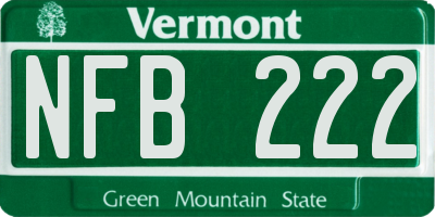 VT license plate NFB222