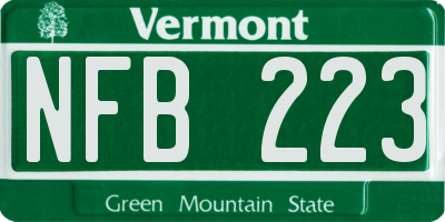 VT license plate NFB223