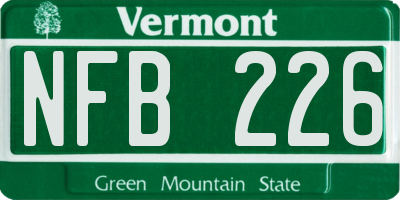 VT license plate NFB226
