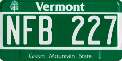 VT license plate NFB227
