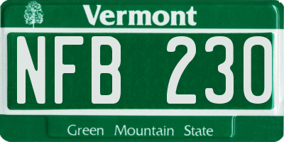 VT license plate NFB230