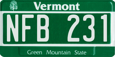 VT license plate NFB231