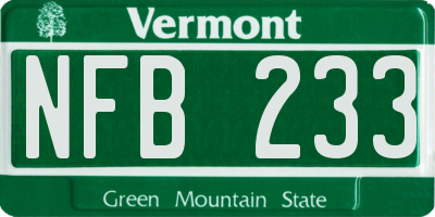 VT license plate NFB233