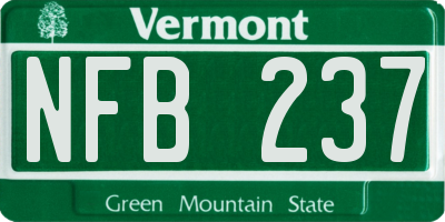 VT license plate NFB237