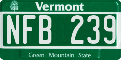 VT license plate NFB239
