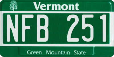 VT license plate NFB251