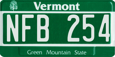 VT license plate NFB254