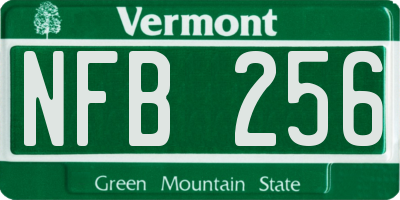 VT license plate NFB256