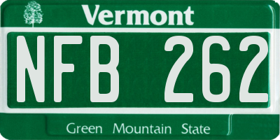VT license plate NFB262