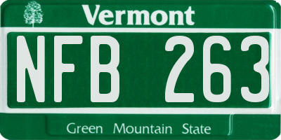 VT license plate NFB263