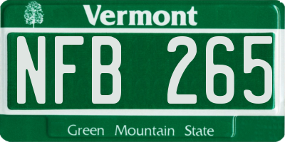 VT license plate NFB265