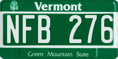 VT license plate NFB276