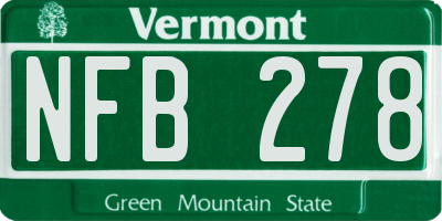 VT license plate NFB278