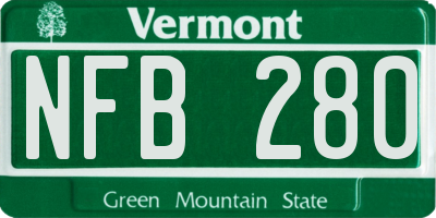 VT license plate NFB280