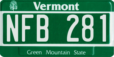 VT license plate NFB281