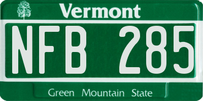 VT license plate NFB285