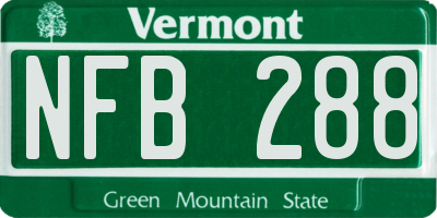 VT license plate NFB288