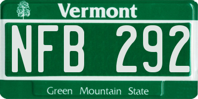 VT license plate NFB292