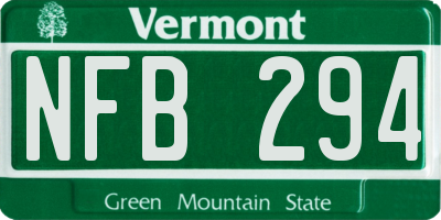 VT license plate NFB294