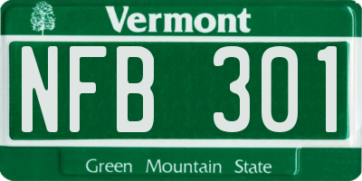 VT license plate NFB301