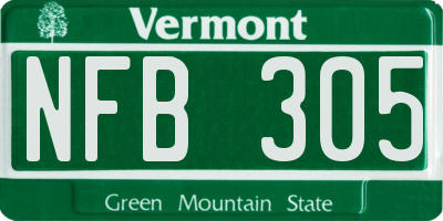 VT license plate NFB305