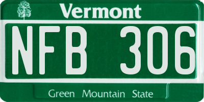 VT license plate NFB306