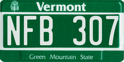 VT license plate NFB307