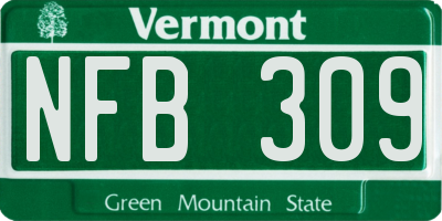 VT license plate NFB309