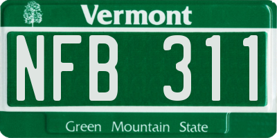 VT license plate NFB311