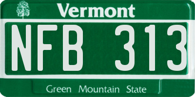 VT license plate NFB313