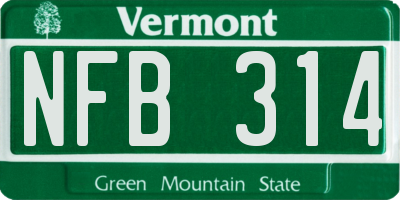 VT license plate NFB314