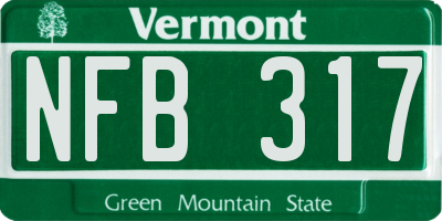 VT license plate NFB317
