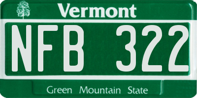 VT license plate NFB322