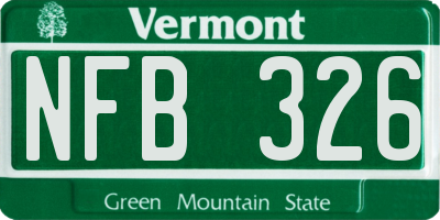 VT license plate NFB326