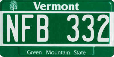 VT license plate NFB332