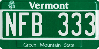 VT license plate NFB333