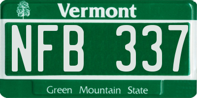 VT license plate NFB337