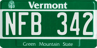 VT license plate NFB342