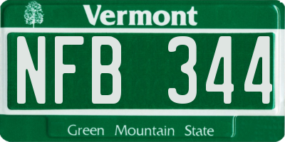 VT license plate NFB344