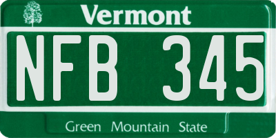 VT license plate NFB345