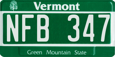VT license plate NFB347