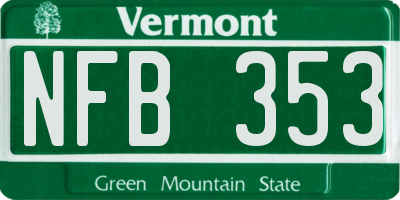 VT license plate NFB353